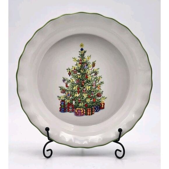 Christopher Radko Traditions Holiday Celebrations Quiche Pie Plate Dish 10" - Picture 1 of 16